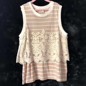 Anthropologie Postage stamp stripe and lace